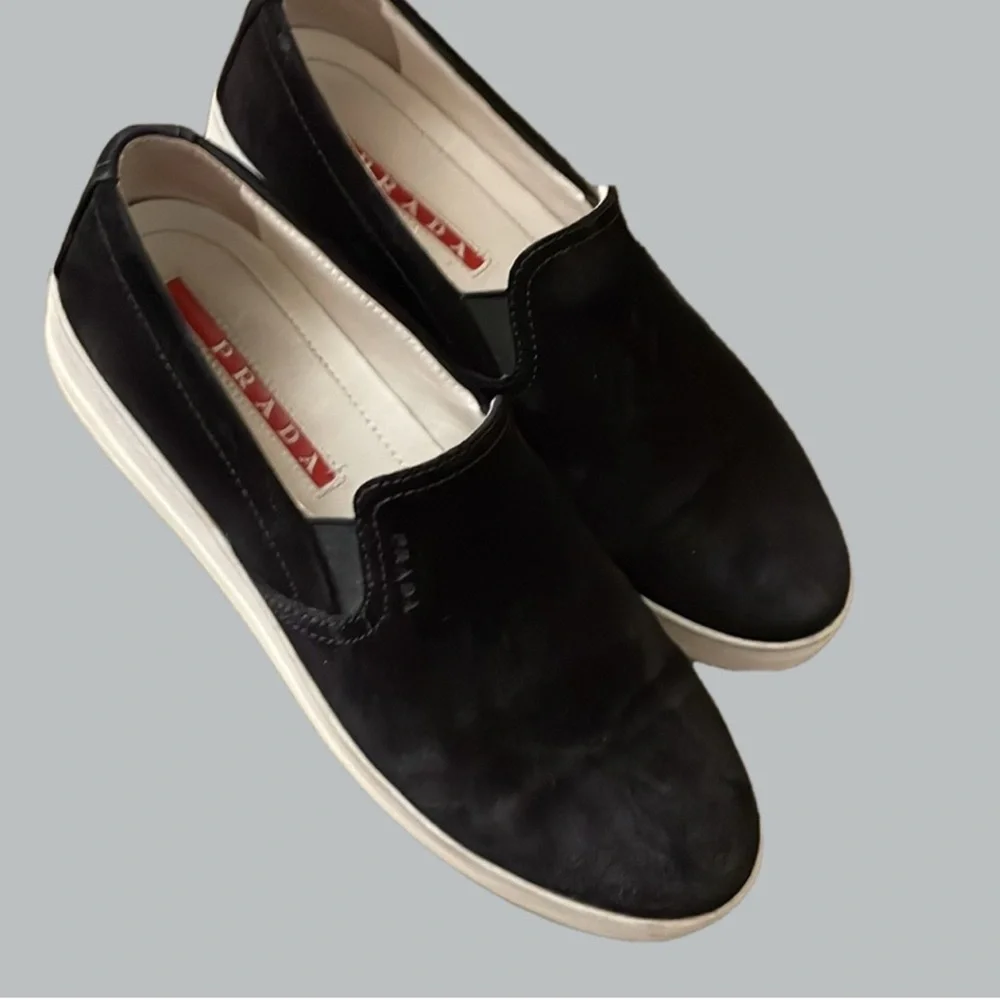 Prada Women’s Slip-on Sneakers Black Suede Size 8 (EU38) - Picture 7 of 7